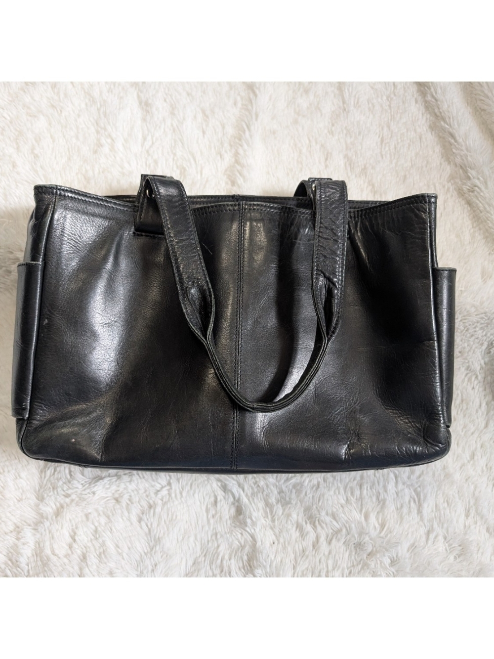 Vintage Frye Large Black Leather Tote Bag